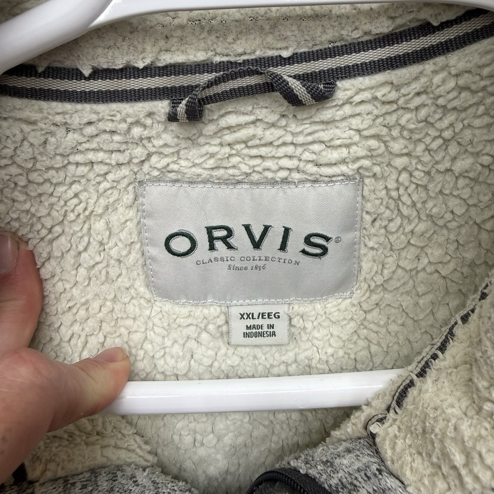 Orvis Sherpa Lined gray Pullover  shirt sweater 1/4 zip Men's size 2XL - Picture 4 of 7